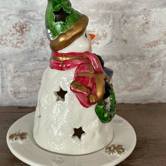 Coynes, 2002, Cute Porcelain Snowman Tea Lite Shield & Candle Tray. - Picture 5 of 11